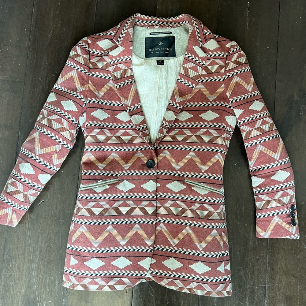Scotch & Soda Women's Geometric Red Blazer